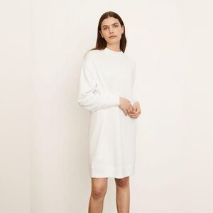 NWOT VINCE White Cotton Crewneck Long Sleeve Mini Dress